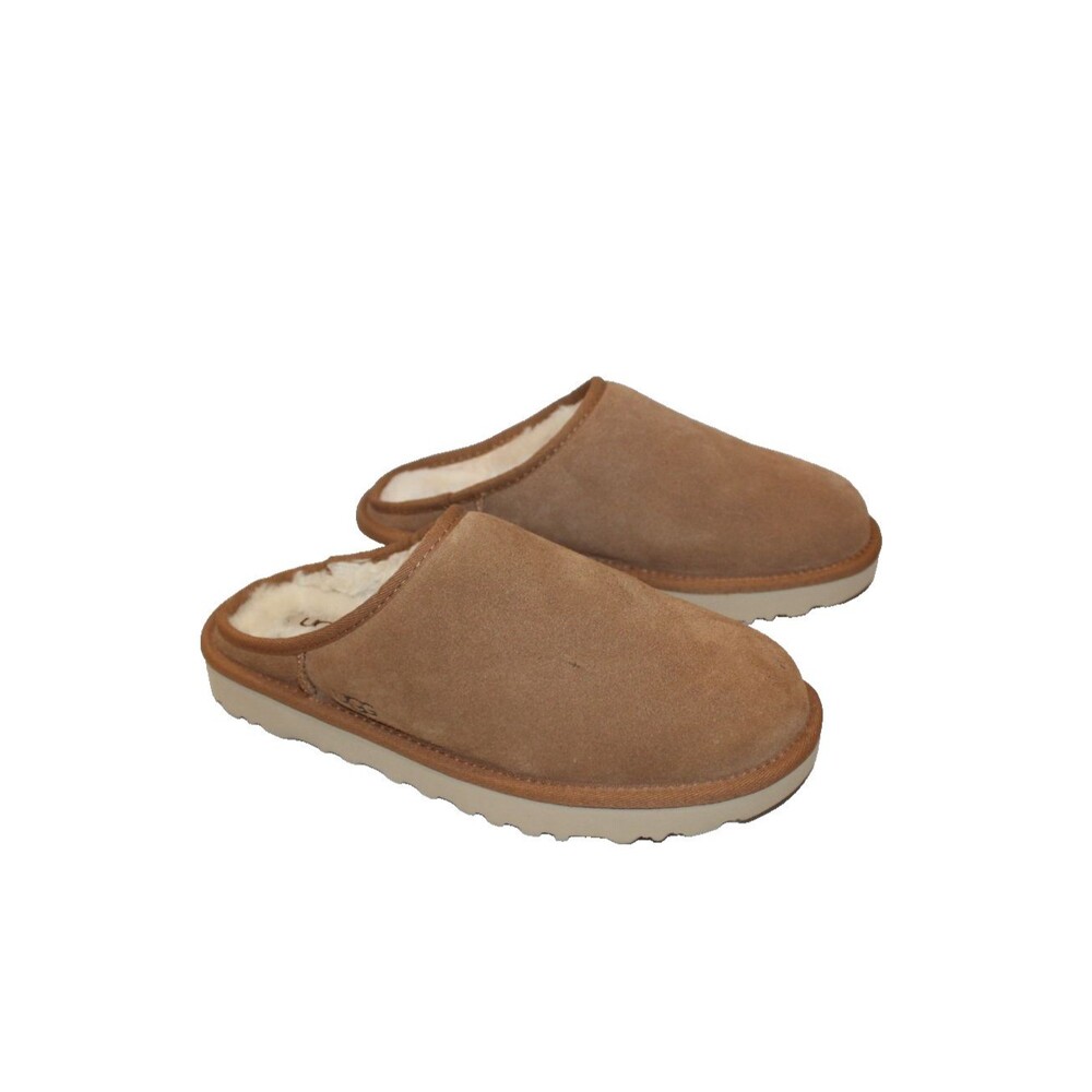 UGG WOMEN'S 9 MEN 7 CHESTNUT CLASSIC SLIP-ON SUEDE SHEEPSKIN SLIPPERS NEW